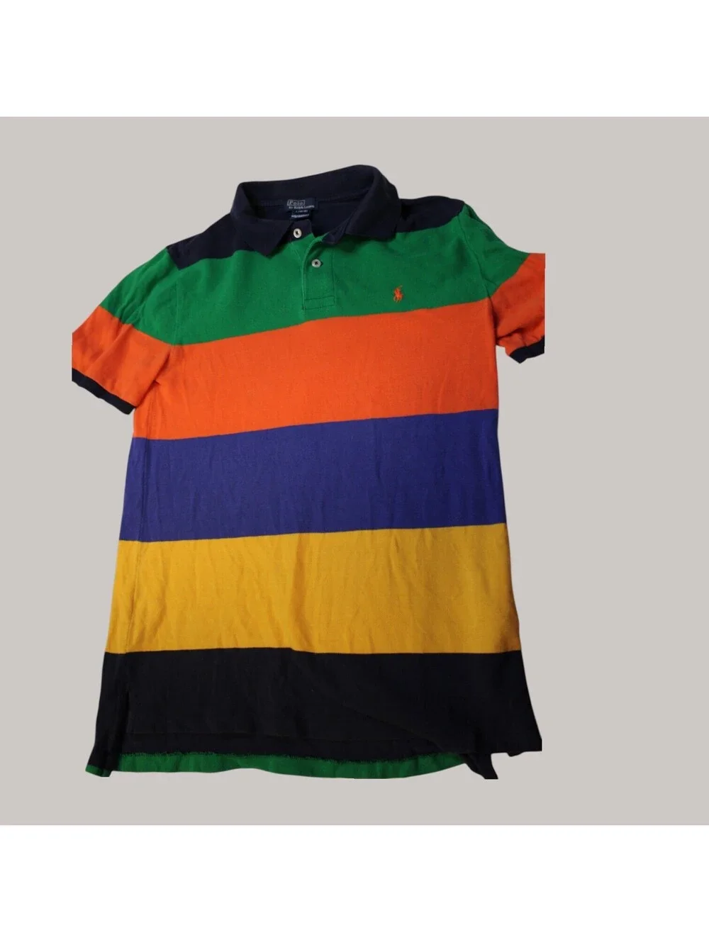 Vintage Polo Ralph Lauren Colorblock Striped Polo Shirt - Size L (14-16)